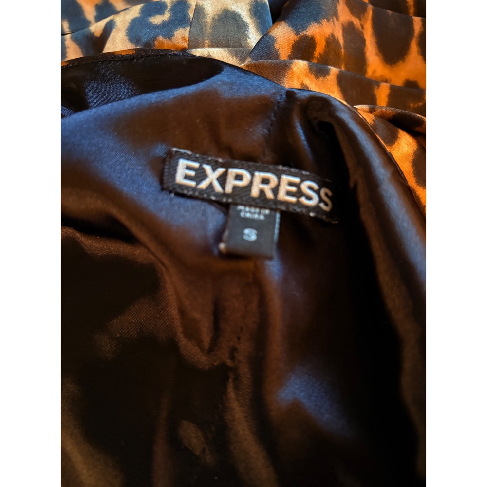 Y2k Express Leopard Print Cowl Neck Tiered Pleated Sleeveless Satin Top Small #5 - Picture 4 of 5